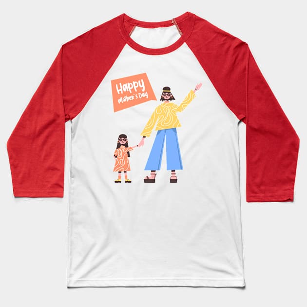 Black Happy Mothers Day Baseball T-Shirt by holidaystore